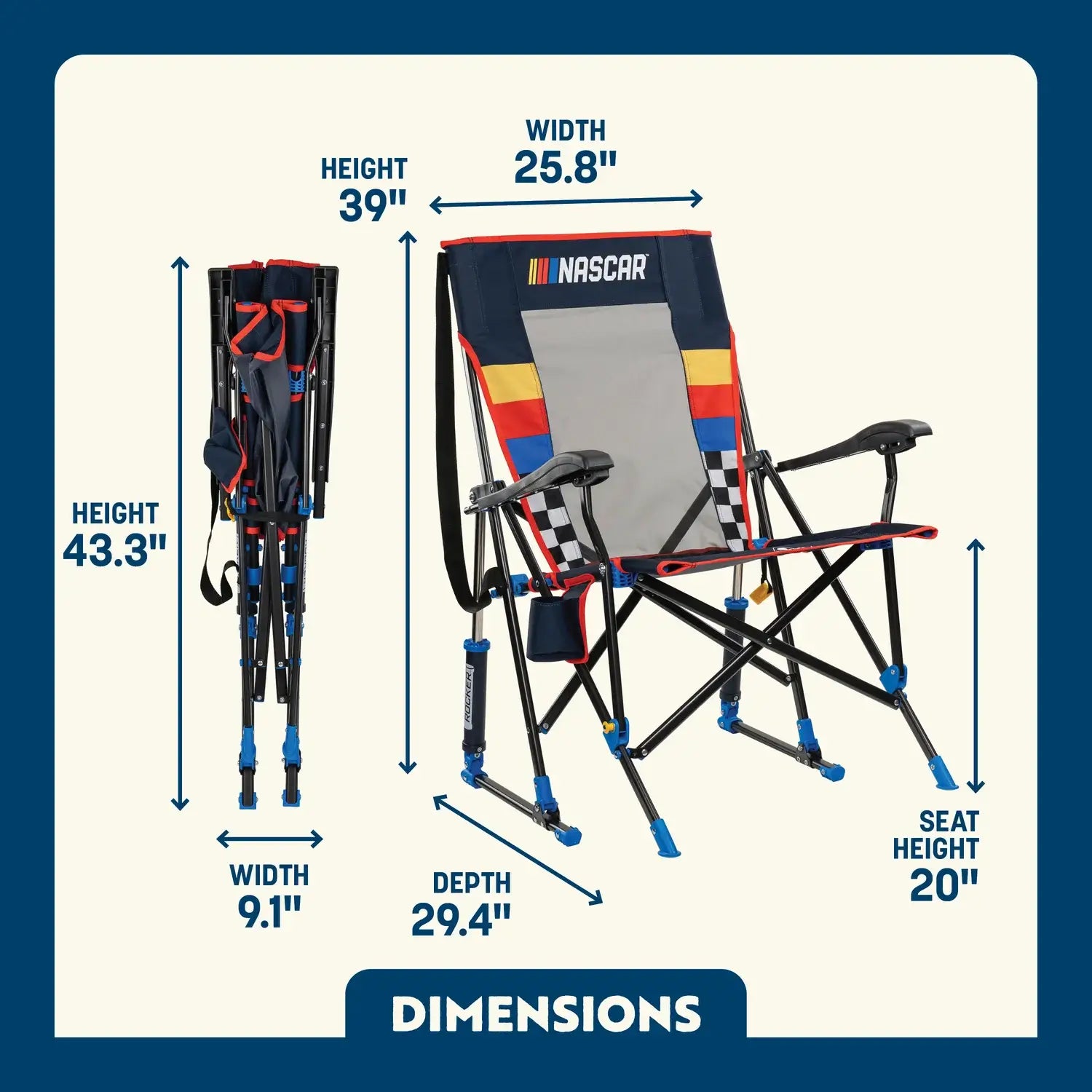 Roadtrip Rocker Bundle - NASCAR Blue | Featured Outdoor Choice | Outlandridge FDEA